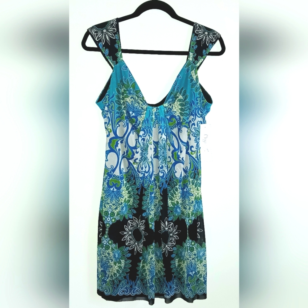 Maggy London Blue Sleeveless Dress Size 14